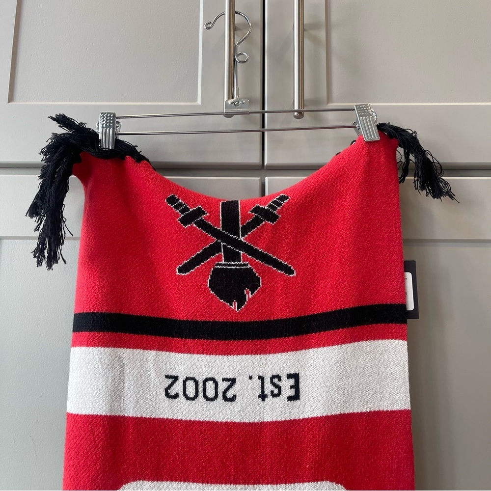 Opening Ceremony Red White Tassel Fringe Streetwear Academia Varsity Scarf Wrap - Picture 3 of 9